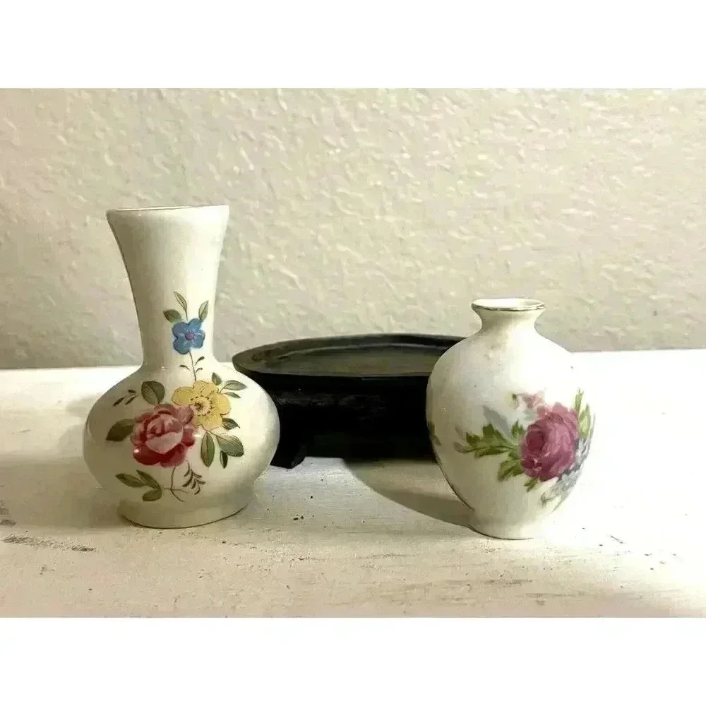 Decorative China Mini Vase Set of 2 with stand - Picture 4 of 6